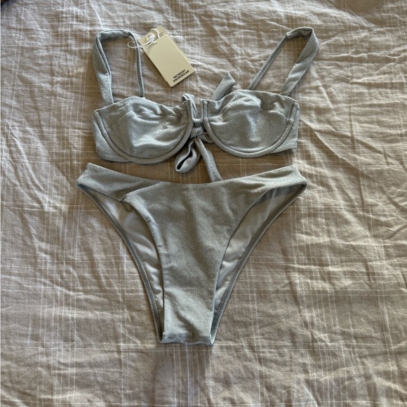 Monday Swimwear Other - Monday Swimwear Cala Roja Top and Bottom in Soft Silver Shimmer Size Medium